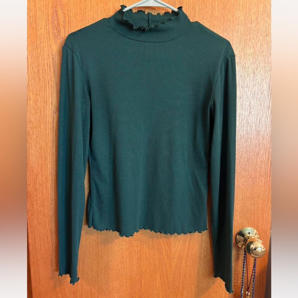 Na-Kd Forest Green Mock Neck Long Sleeve Top